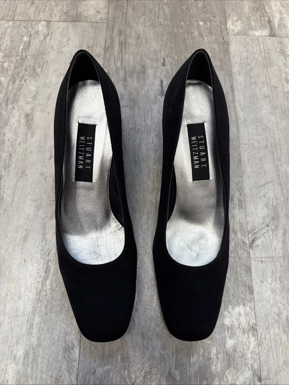 Stuart Weitzman Black Square-Toe Pumps